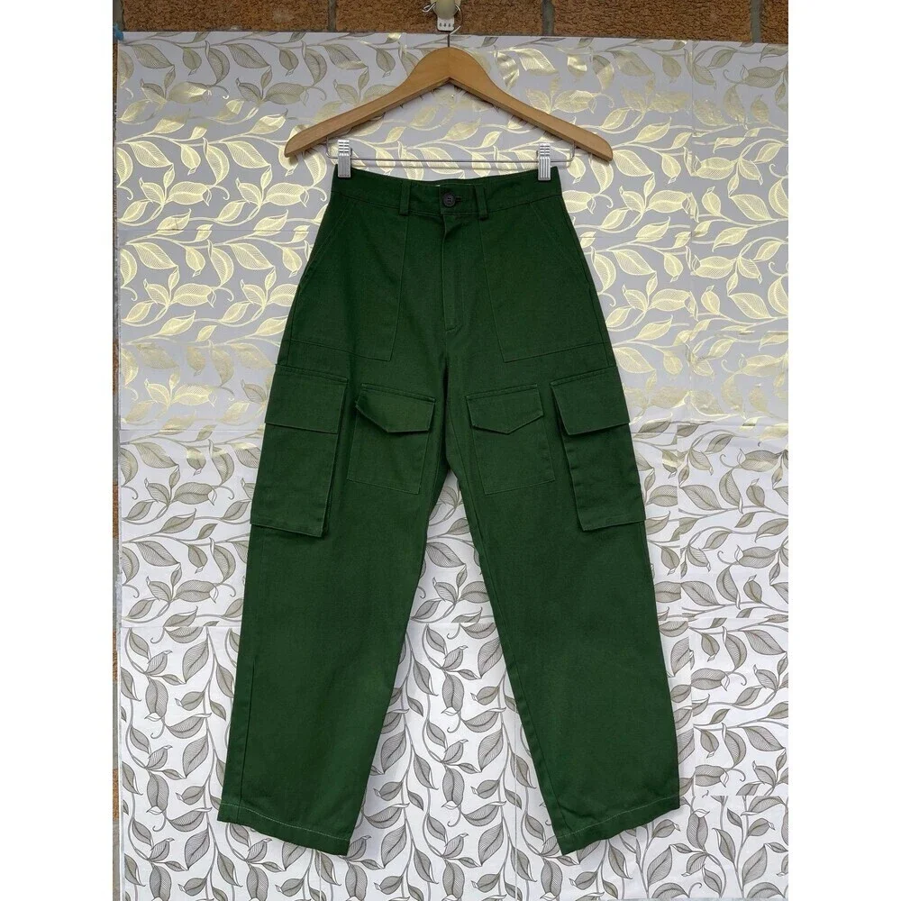 The Frankie Shop Green Cargo Pants | XS 100% Cotton Utilitarian Trousers